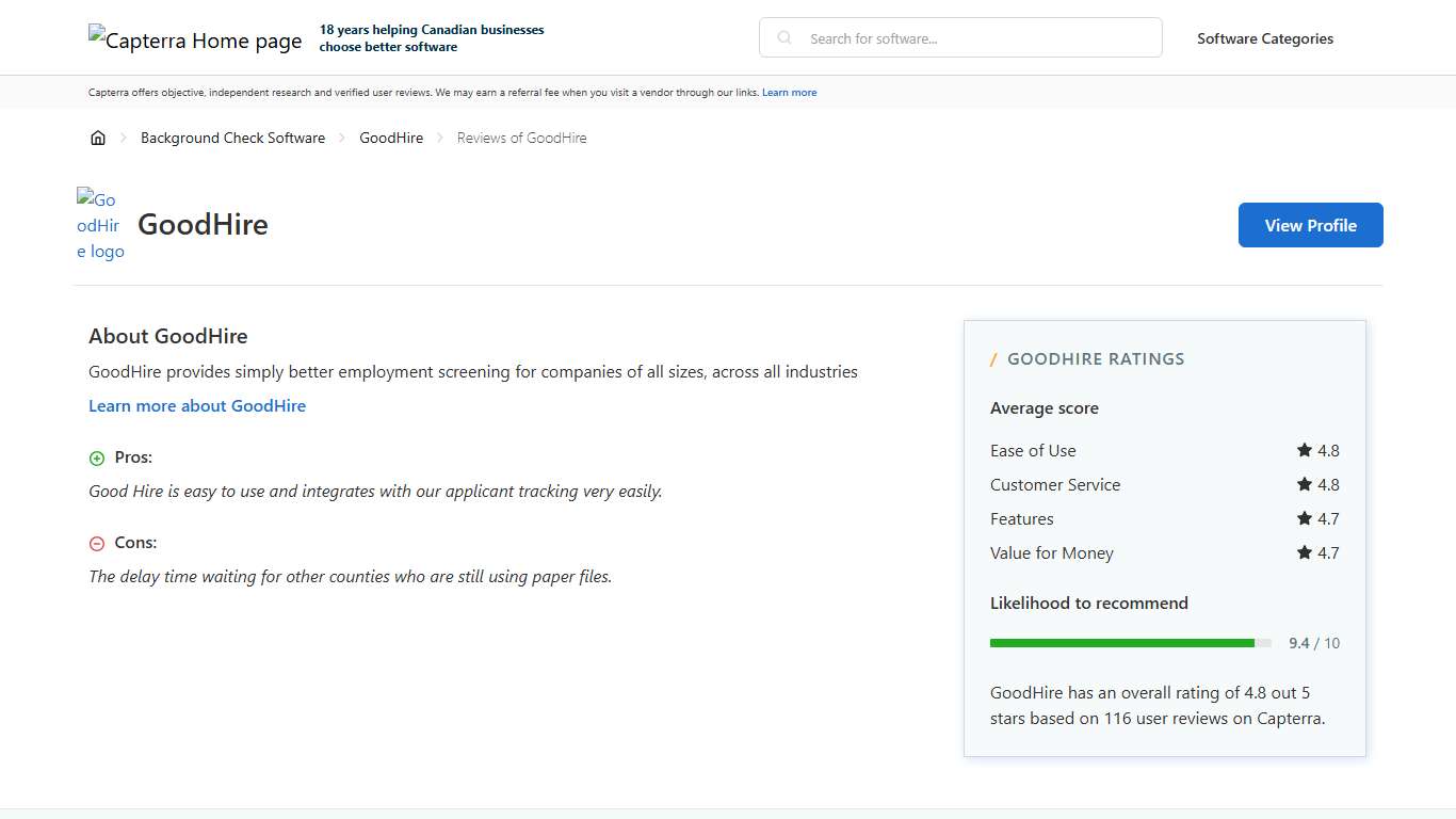 GoodHire Reviews from Verified Users - Capterra Canada 2026